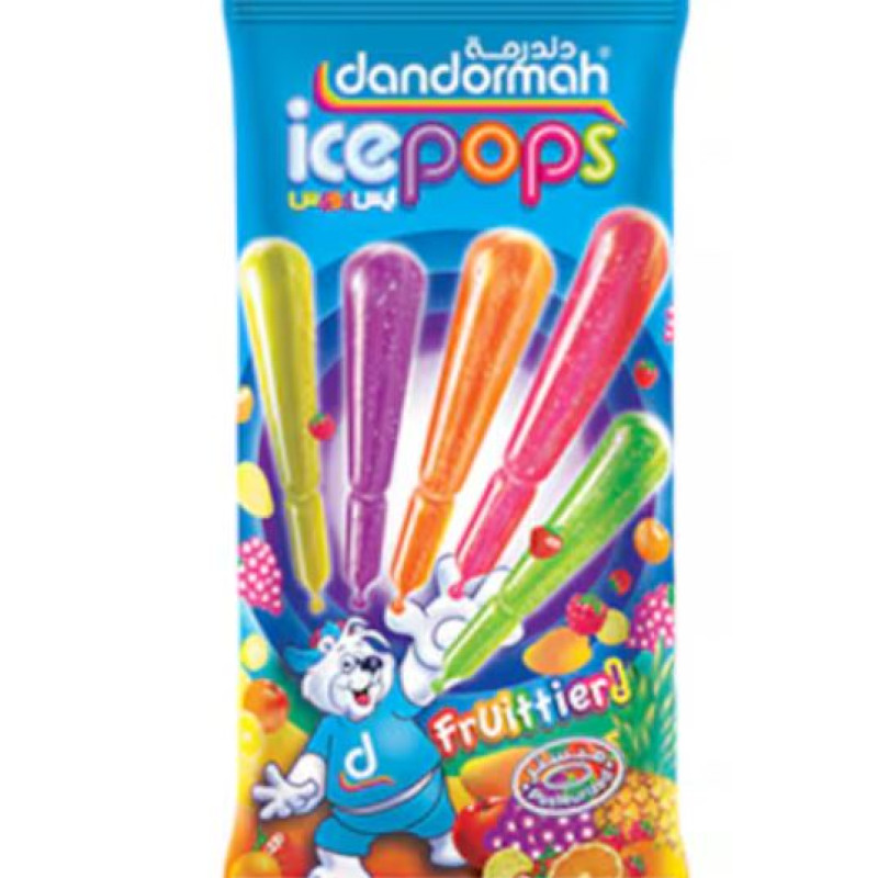 داندورما آيس بوبس بنكهة الفواكه، علبة 92 جرام، تحتوي على 10 قطع